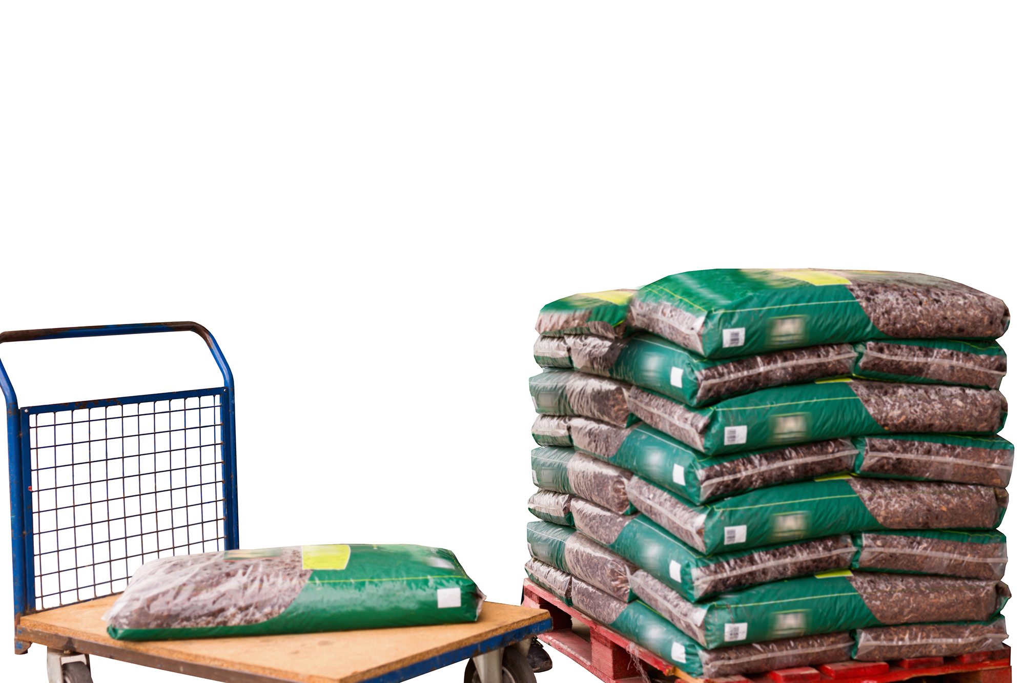 Glad   Man choosing compost soil in plastic bags in hypermarket